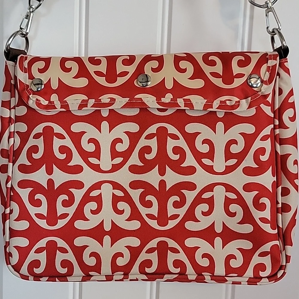 Infantino Savvy Bag - Red and Cream Patterned Shoulder Diaper Bag / Purse